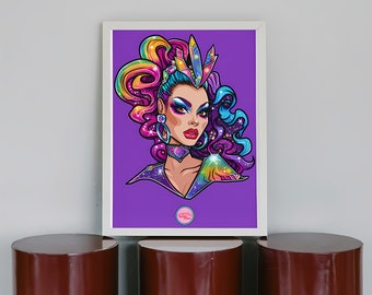 Ilustración drag queen / mujer. Arte LGTBIQ+, gay, lesbianas, trans para regalar o decorar. Visita nuestra tienda queer.