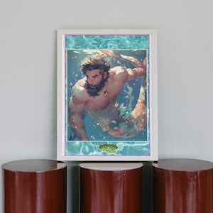 Ilustração de Tritão / Sereia. Pôster e arte gay, LGBT para presentear ou decorar. Visite nossa loja queer.