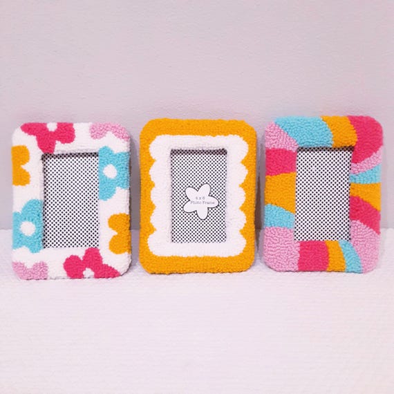 Handmade Punch Needle Picture Frame | Cute Picture Frame | Colorful Photo Frame | Cozy Home Decor | Unique 4x6 Picture Frame | Gift for her
