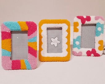 Handmade Punch Needle Picture Frame | Cute Picture Frame | Colorful Photo Frame | Cozy Home Decor | Unique 4x6 Picture Frame | Gift for her