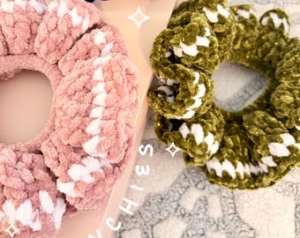Handmade Crochet Scrunchie | Velvet Yarn Hair Ties | Sparkle Hair Accessories
