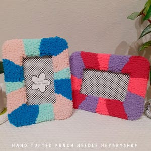 Handmade Punch Needle Picture Frame | Cute Picture Frame | Colorful Photo Frame | Cozy Home Decor | Unique 4x6 Picture Frame | Gift for her