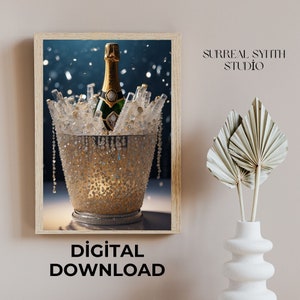 Luxury Wall Art: Digital Download of Champagne Hive with Swarovski Crystals,Digital Print Download,Digital Download