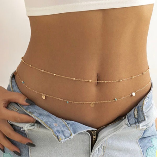 SALE: Double-Layer Belly Chain with Blue Crystals - The Perfect Summer Jewelry for Yourself or as a Gift!