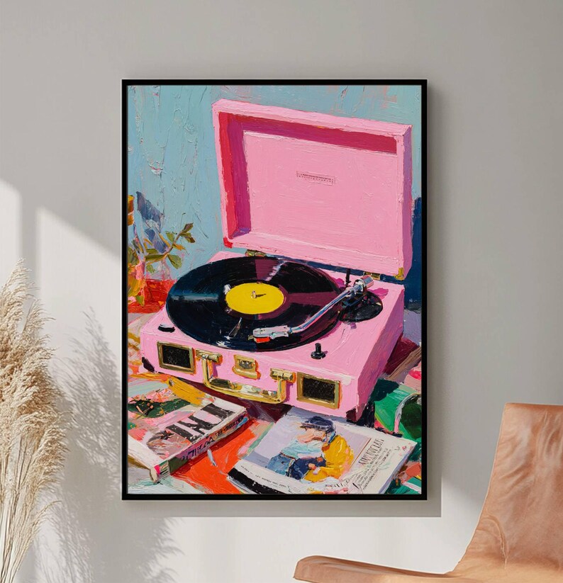 Retro turntable digital illustration