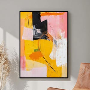 Modern Mid Century Abstract Art, Large Abstract Painting, Modern Wall Art, Instant Download, Living Room Wall Art, Bohemian Decor