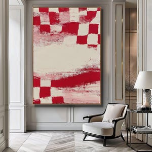 Abstract Red Printable Wall Art, Large Size Minimalist Print, Modern Wall Decoration, Digital File, Contemporary Wall Art, Bold Red Poster