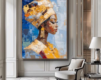 African Woman Art, Black Woman Portrait, Digital Download, Tribal Woman Print, Cultural Art,  African Beauty, Melanin Print, Extra Large Art