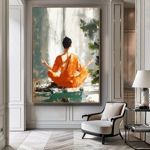 Yoga Meditation Print, Zen Wall Art, Yoga Pose Silhouette Painting, Meditation Wall Art, Mindfulness Decor, Yoga Room Decor