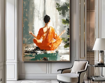 Yoga Meditation Print, Zen Wall Art, Yoga Pose Silhouette Painting, Meditation Wall Art, Mindfulness Decor, Yoga Room Decor