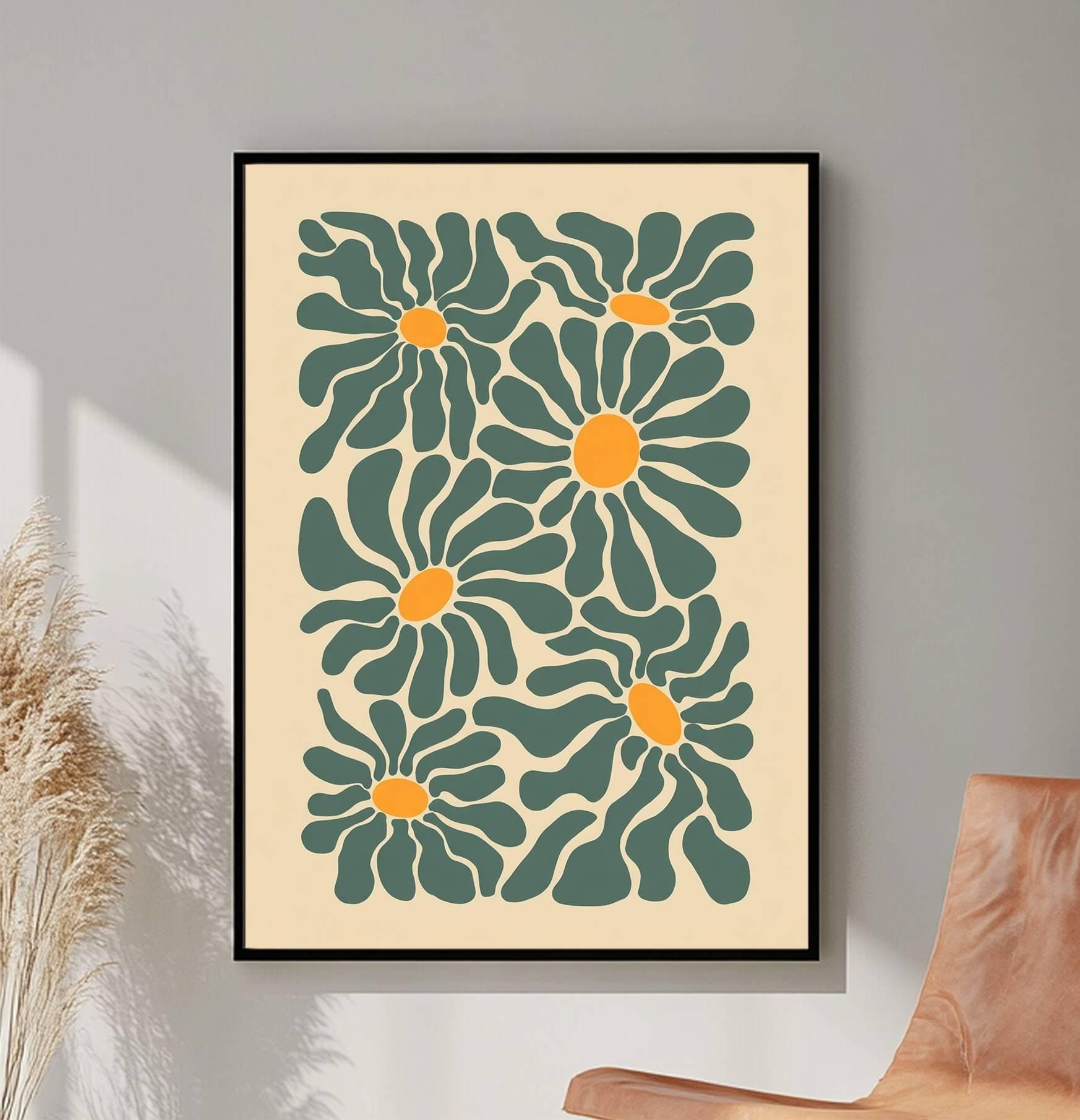 Henri Matisse Print, Green Minimalist Abstract Print, Green Wavy