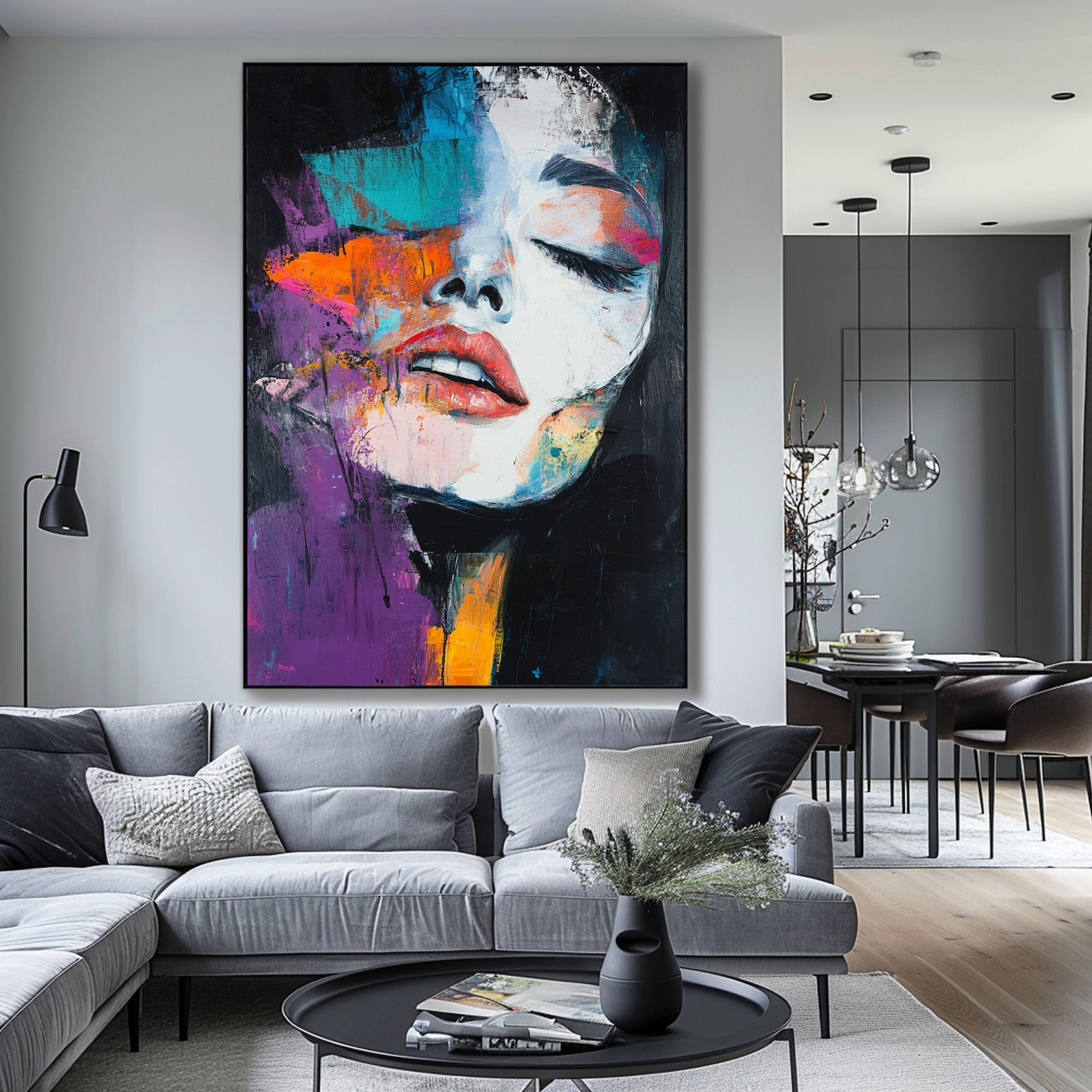 Abstract Woman Face Wall Art Colorful Abstract Woman Portrait Woman Art ...