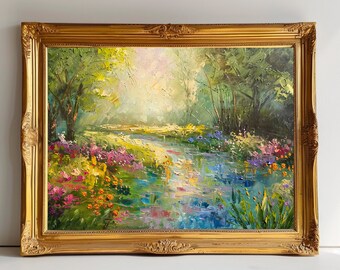 Monet Style Landscape Painting | Impressionist Fine Art Print (Digital Download)