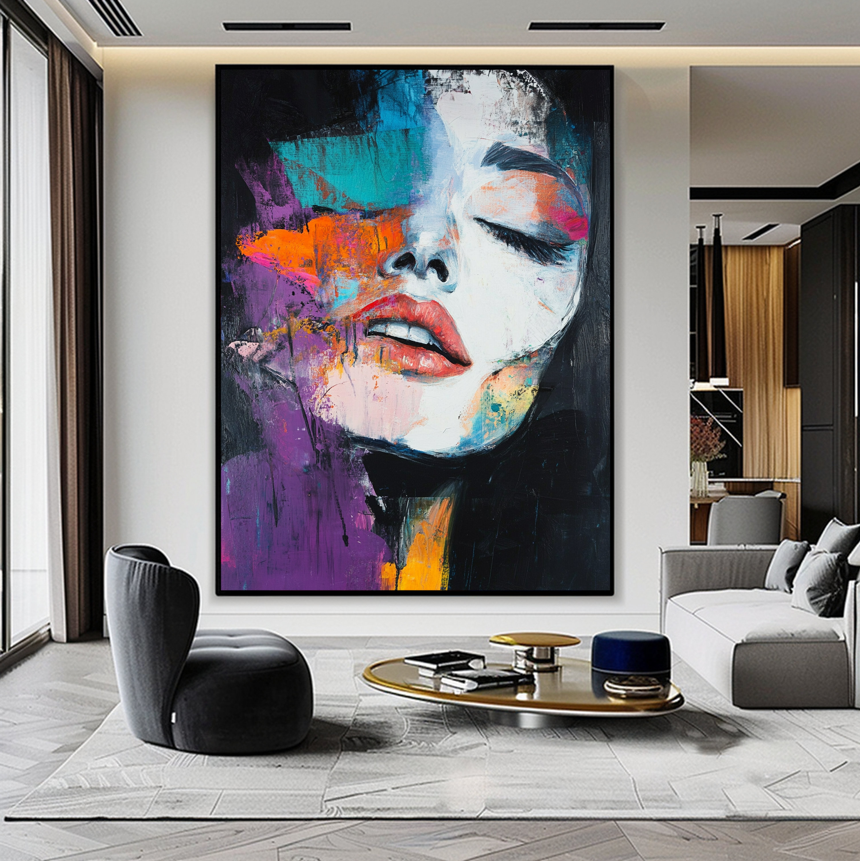 Abstract Woman Face Wall Art Colorful Abstract Woman Portrait Woman Art ...