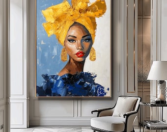 African Woman Art, Black Woman Portrait, Digital Download, Tribal Woman Print, Cultural Art,  African Beauty, Melanin Print, Extra Large Art