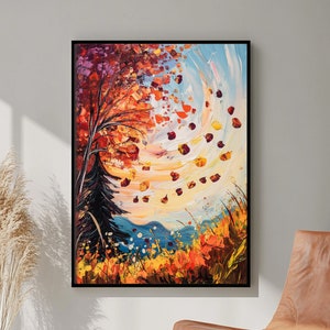Vintage Autumn Landscape Painting Fall Home Decor Autumn Painting Autumn Decor Rustic Fall Decor Moody Wall Art Forest Wall Art Autumn