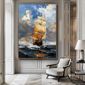 Vintage Sailing Ship Digital Print – Nautical Wall Art, Old Ship Illustration, Printable Maritime Decor for Ocean Lovers & Coastal Homes