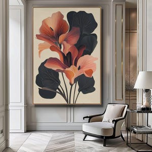 Abstract Botanical Floral Print, Modern Floral Wall Art, Botanical Bedroom Print, Modern Living Room Art, Gallery Wall Decor