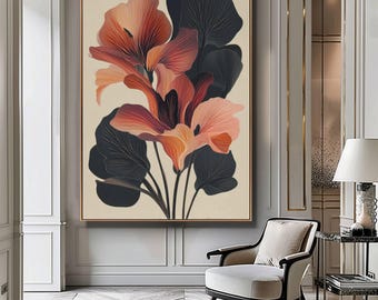 Abstract Botanical Floral Print, Modern Floral Wall Art, Botanical Bedroom Print, Modern Living Room Art, Gallery Wall Decor