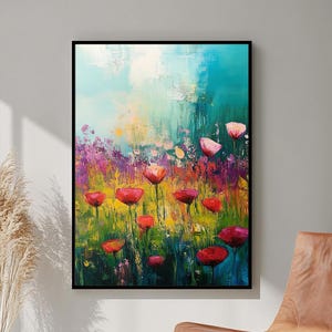 Meadow Painting Modern Abstract Landscape Print Meadow Print Art Colorful Landscape Painting Abstract Print Instant Download Printable Art