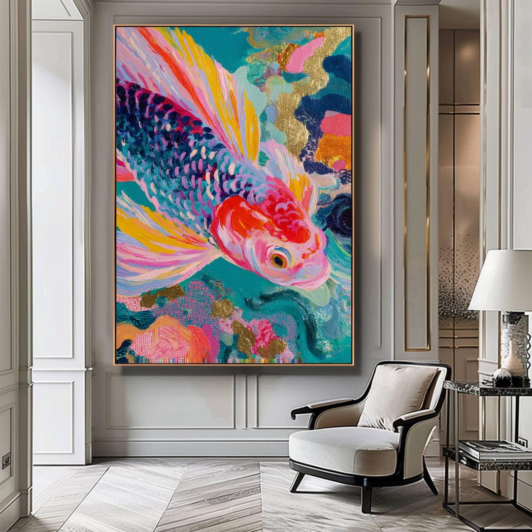 Printable Abstract Fish Painting, Colorful Underwater Art, Modern Ocean ...