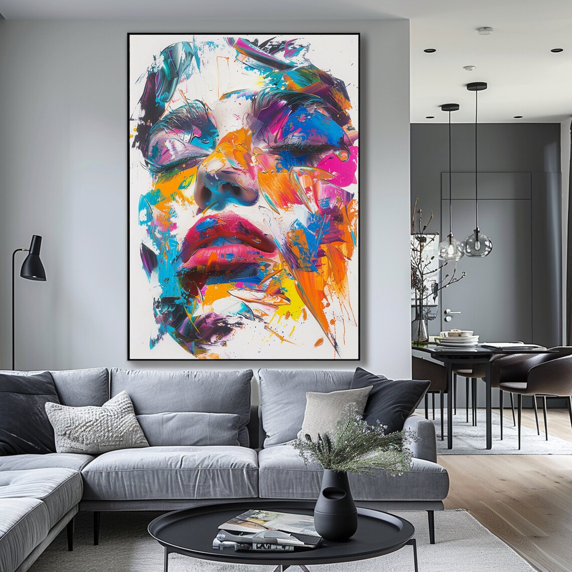 Abstract Woman Face Wall Art Colorful Abstract Woman Portrait Woman Art ...