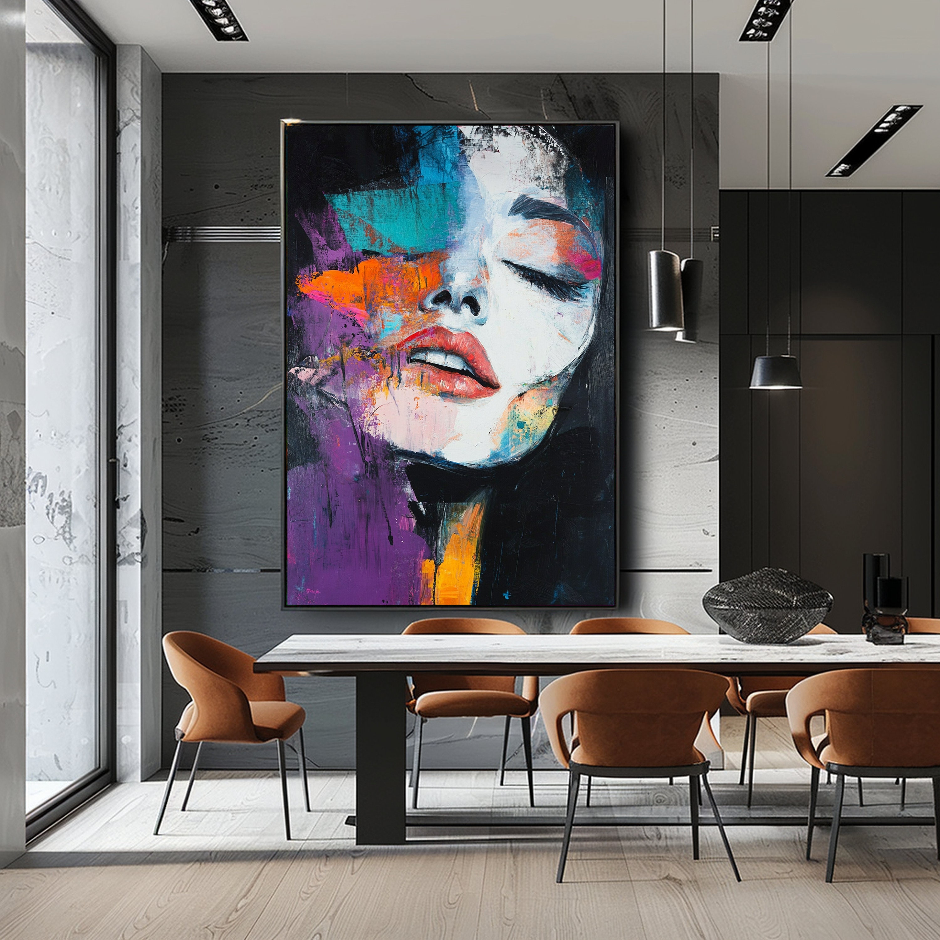 Abstract Woman Face Wall Art Colorful Abstract Woman Portrait Woman Art ...