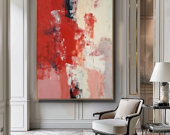 Abstract Red Printable Wall Art, Large Size Minimalist Print, Modern Wall Decoration, Digital File, Contemporary Wall Art, Bold Red Poster