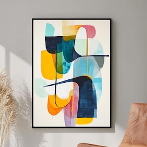 Modern Mid Century Abstract Art, Large Abstract Painting, Modern Wall Art, Instant Download, Living Room Wall Art, Bohemian Decor