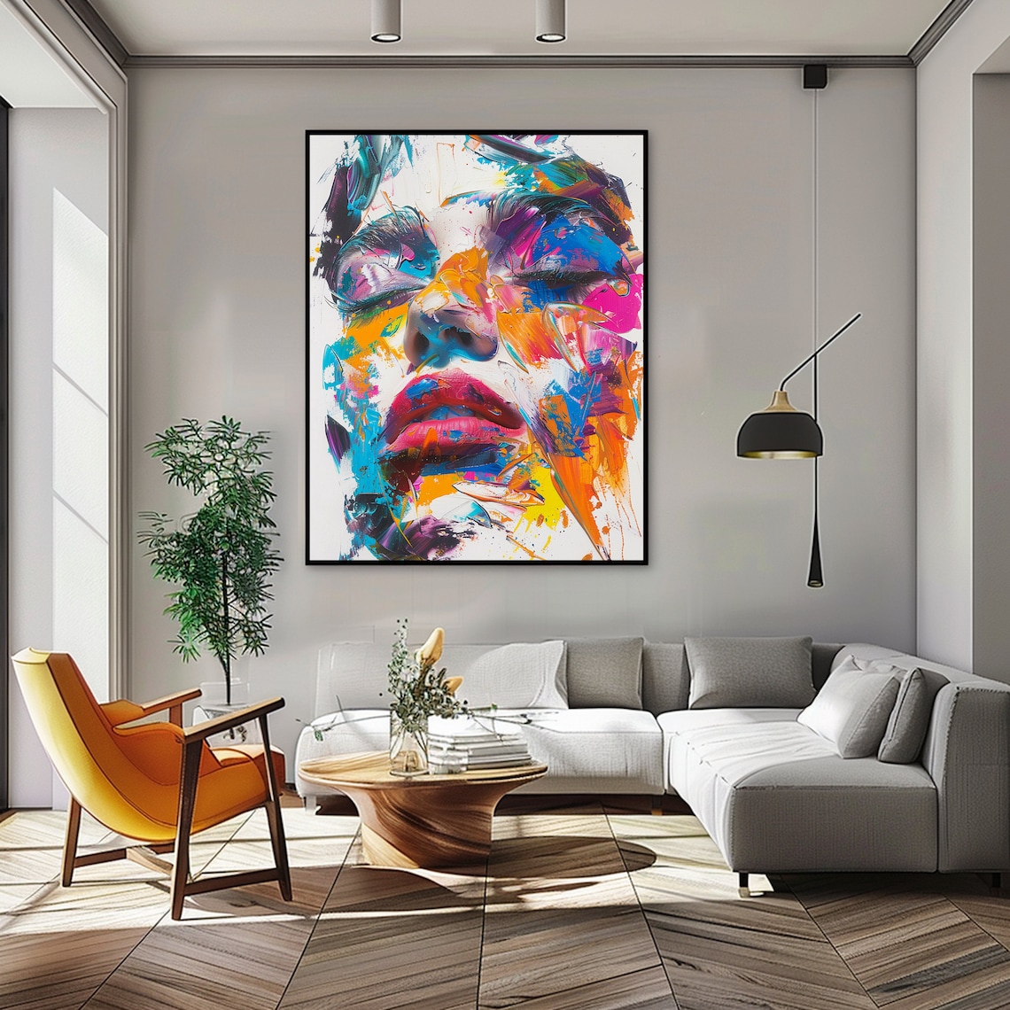 Abstract Woman Face Wall Art Colorful Abstract Woman Portrait Woman Art ...