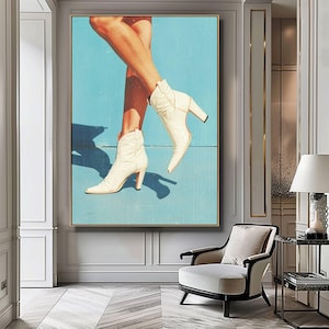 Cowgirl Printable Poster Print, Boots Trendy, Preppy Cowgirl Dorm Room Wall Art Decor, Girly Digital Download, Modern Western Fashion Print