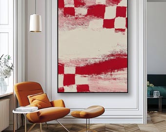 Abstract Red Printable Wall Art, Large Size Minimalist Print, Modern Wall Decoration, Digital File, Contemporary Wall Art, Bold Red Poster