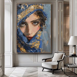 Arab Woman Digital Portrait – Elegant Middle Eastern Female Wall Art, Ethnic Printable Poster, Oriental Beauty Line Art Download