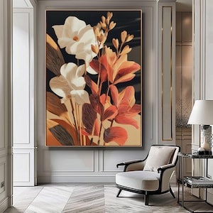 Abstract Botanical Floral Print, Modern Floral Wall Art, Botanical Bedroom Print, Modern Living Room Art, Gallery Wall Decor