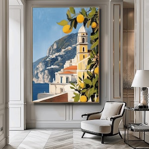 Amalfi Coast Painting, Positano Poster, Italy Artwork, Mediterranean Print, Italian Seaside Wall Art, Riviera Wall Decor, Home Decor