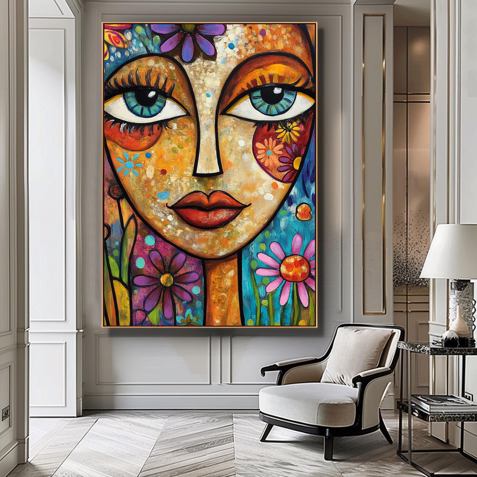 Beautiful Woman, Abstract Art With Flowers, Floral Poster, Printable ...