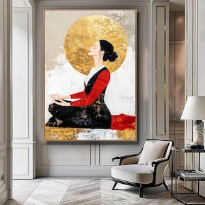 Yoga Meditation Print, Zen Wall Art, Yoga Pose Silhouette Painting, Meditation Wall Art, Mindfulness Decor, Yoga Room Decor
