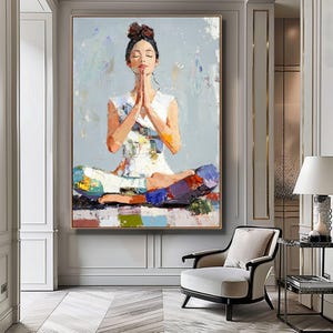 Yoga Meditation Print, Zen Wall Art, Yoga Pose Silhouette Painting, Meditation Wall Art, Mindfulness Decor, Yoga Room Decor