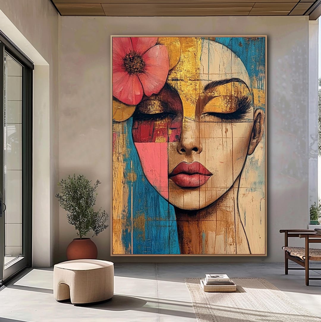 Abstract Woman Face Wall Art Colorful Abstract Woman Portrait Woman Art ...