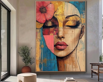 Abstract Woman Face Wall Art Colorful Abstract Woman Portrait Woman Art Print Printable Wall Art Modern Home Art Digital Art Abstract Face