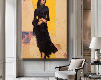 Vintage Female Figure Wall Art Painting, Abstract Vintage Print, Dark Academia, Instant Download, PRINTABLE, Beige Wall Art, Dark Figure