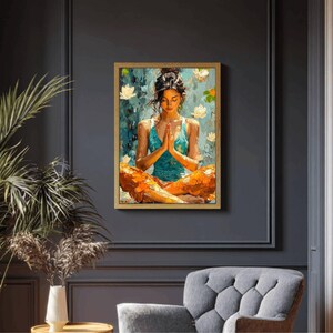 Tranquil digital art with meditating figure