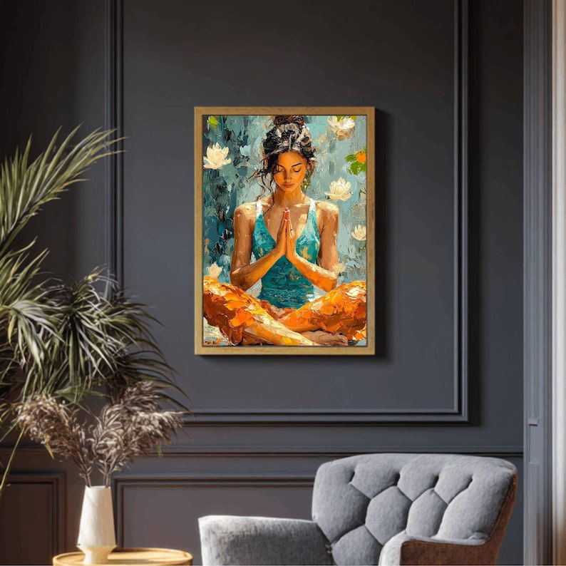 Tranquil digital art with meditating figure