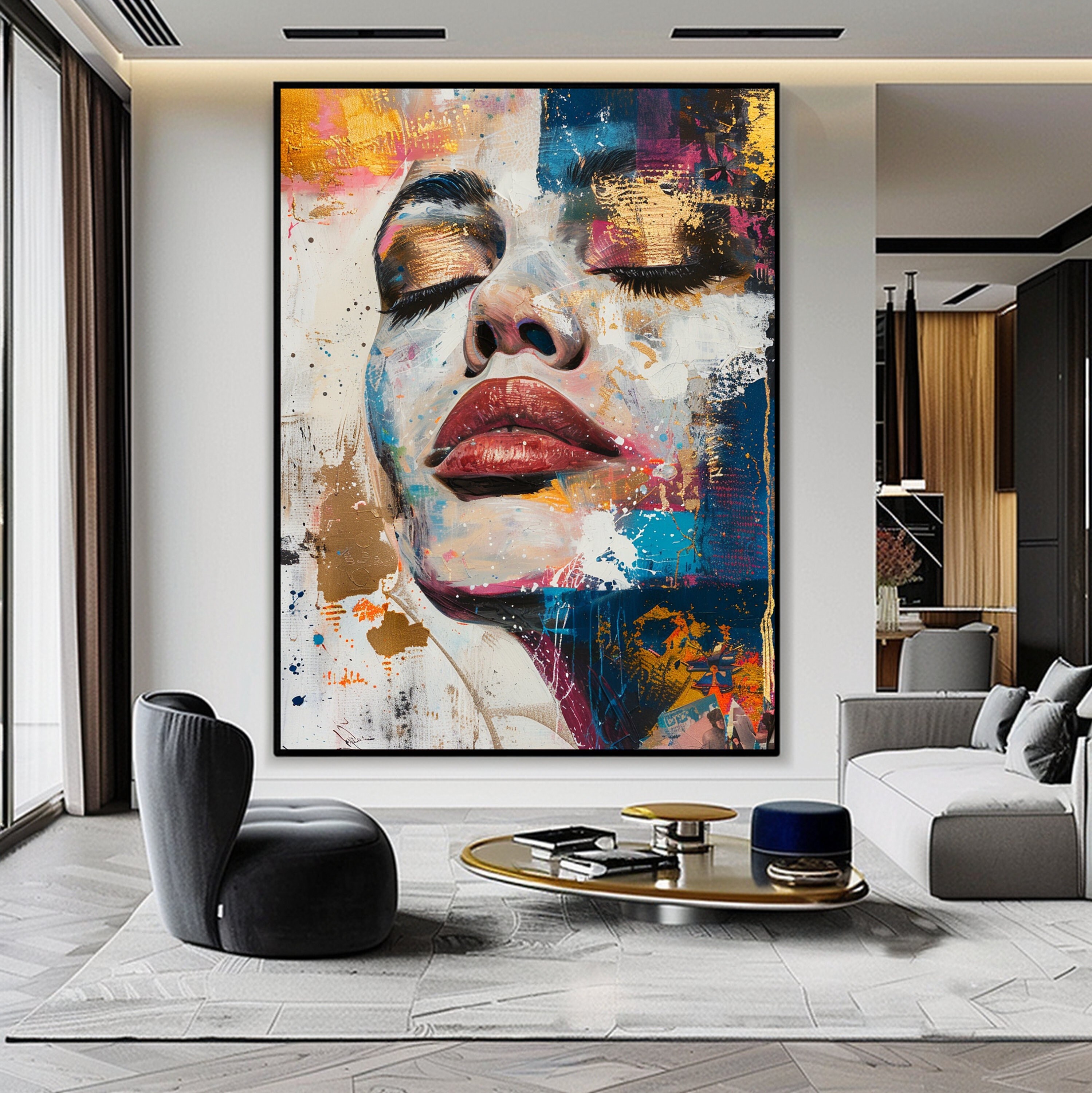 Abstract Woman Face Wall Art Colorful Abstract Woman Portrait Woman Art ...