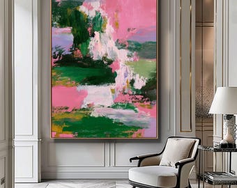 Abstract Pink Green Painting, Soft Neutral Art, Modern Printable, Minimalist Poster, Printable Wall Decor, Contemporary artwork