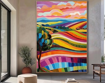 Colorful Fields Modern Abstract Landscape Print Colorful Landscape Painting Abstract Print Instant Download Printable Art Modern Wall Art