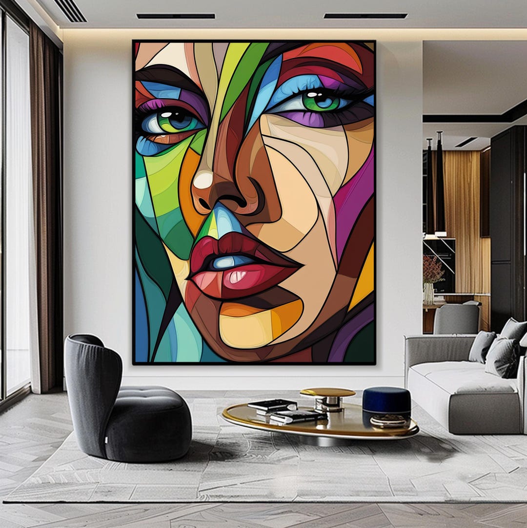 Abstract Woman Face Wall Art Colorful Abstract Woman Portrait Woman Art ...