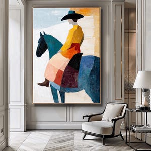 Abstract Cowboy Painting, Southwest Cowboy Print, Digital Download, Abstract Rodeo Wall Art, Modern Cowboy Art, Printable Wall Art