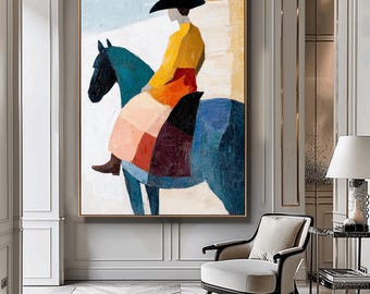 Cowboy Abstrakte Malerei, Western Cowboy Druck, Digitaler Download, Abstrakte Rodeo Wandkunst, Moderne Cowboy Kunst, druckbare Wandkunst