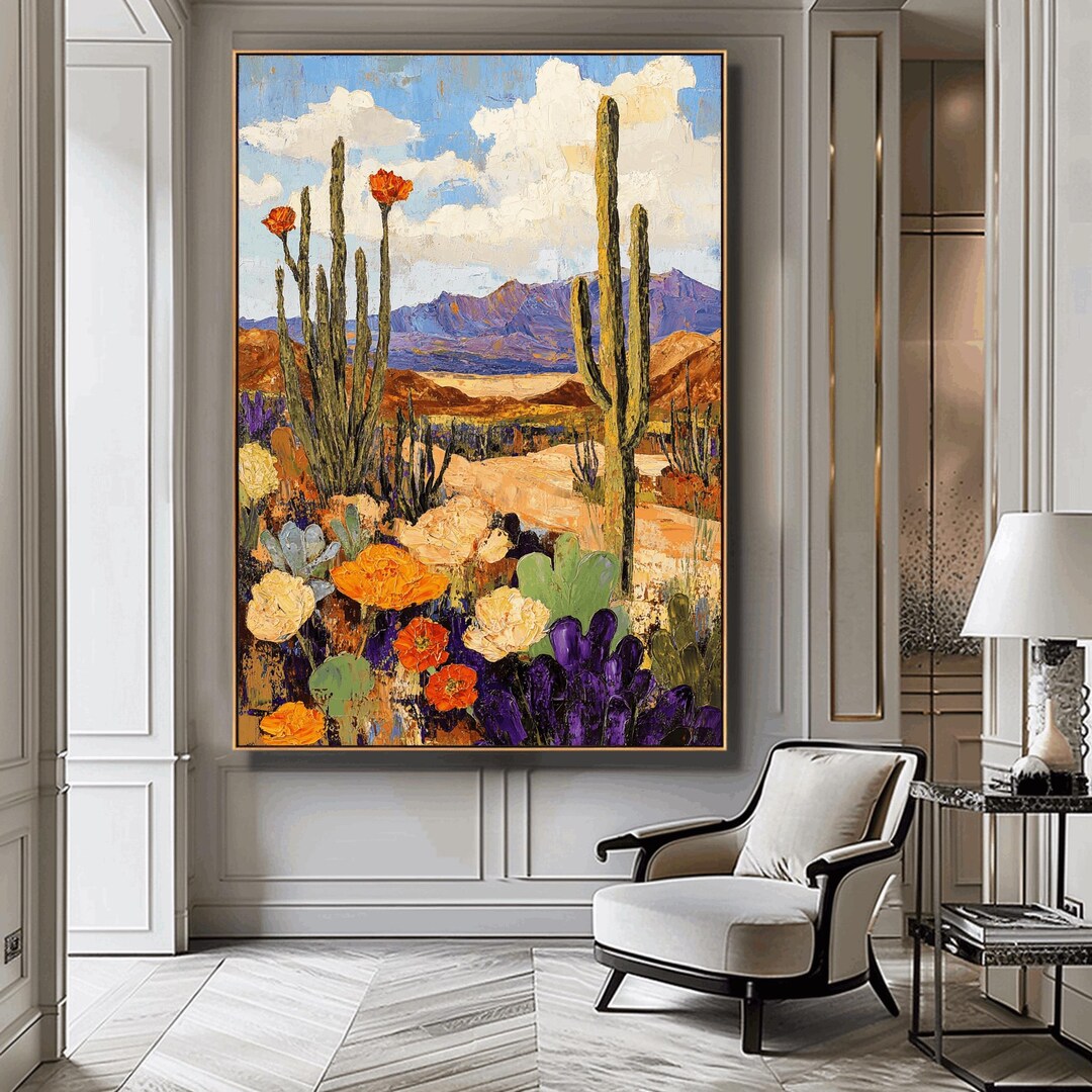 Desert Painting Print, Cactus Wall Art, Landscape Print, Digital Print ...